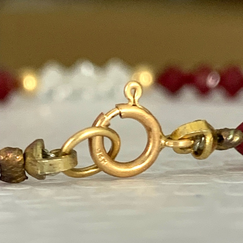 Pretty 14k Solid Gold With Red Ruby & Clear Auror… - image 7